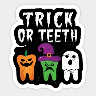 Trick or Teeth Funny Halloween Dental Hygienist Dentists Sticker